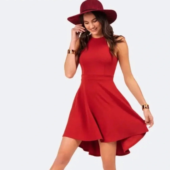 Size Large Almost Famous high neck sexy cut out back maroon red dress - Picture 3 of 6